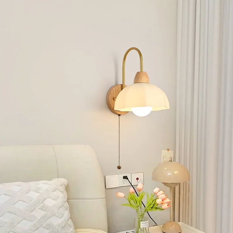 Luces de pared LED de vidrio y madera Decorbites™ Decoración para dormitorio, sala de estar, café, espejo, lámpara de mesita de noche