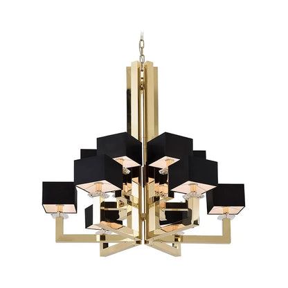 DecorBites™ 12-Light Chrome Chandelier with Black Shades - 37x37 inches
