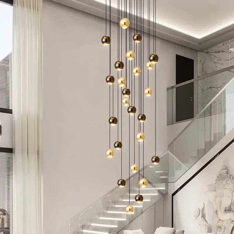 Decorbites™ Lámpara de Araña de Cristal Bolas Doradas | Accesorio de Iluminación Decorativa de Arte Moderno