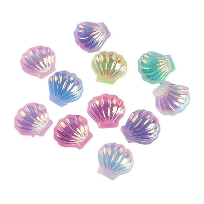 Fralia™ Cabujones de resina con forma de conchas de perlas de colores para decoración playera, estilo marino