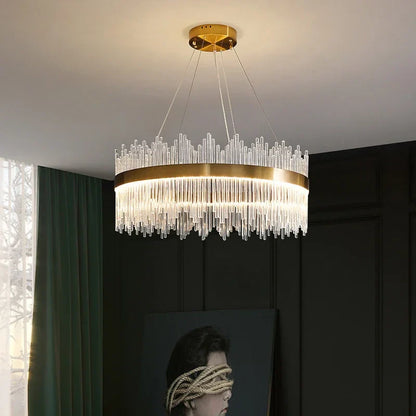 DecorBites™ Glass Rod LED Pendant Chandelier: Elegant Lighting Fixture for Home Living Dining Bedroom Decor