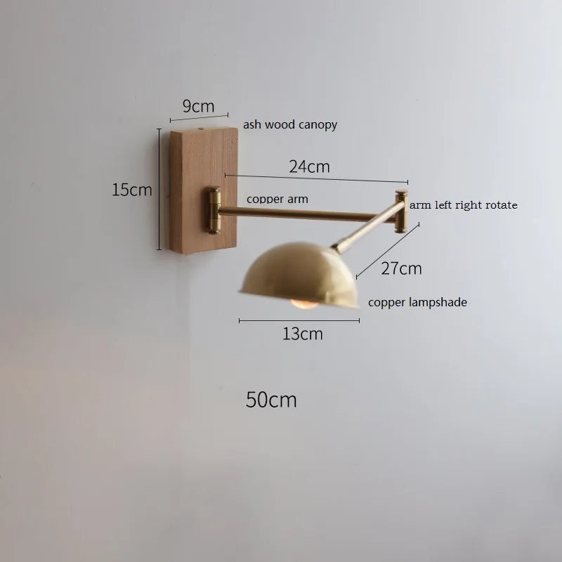 DecorBites™ Canopy LED Wall Light, Walnut Ash Wood, Pull Chain Switch, Left Right Rotate
