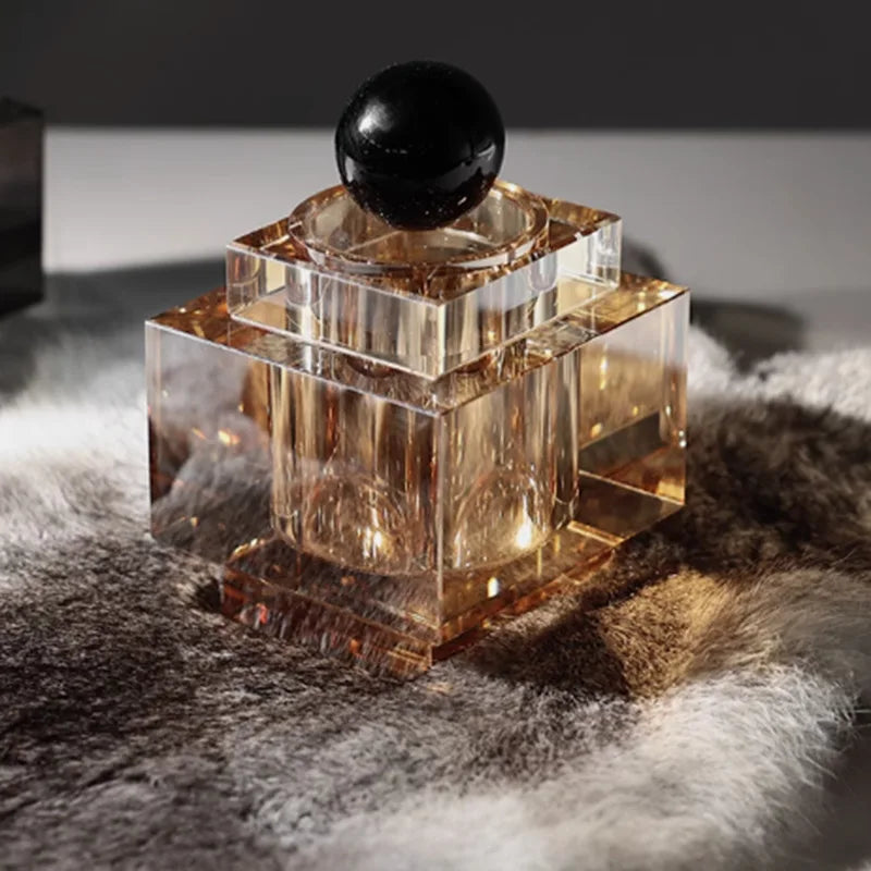 DecorBites™ Clear Crystal Geometric Storage Jar - Cubic Square Transparent Jewelry Box