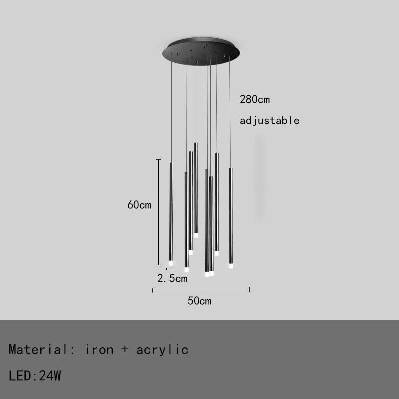 DecorBites™ LED Chandelier: Modern Minimalist Gold Black Wire Adjustable Light Fixture for Dining Room