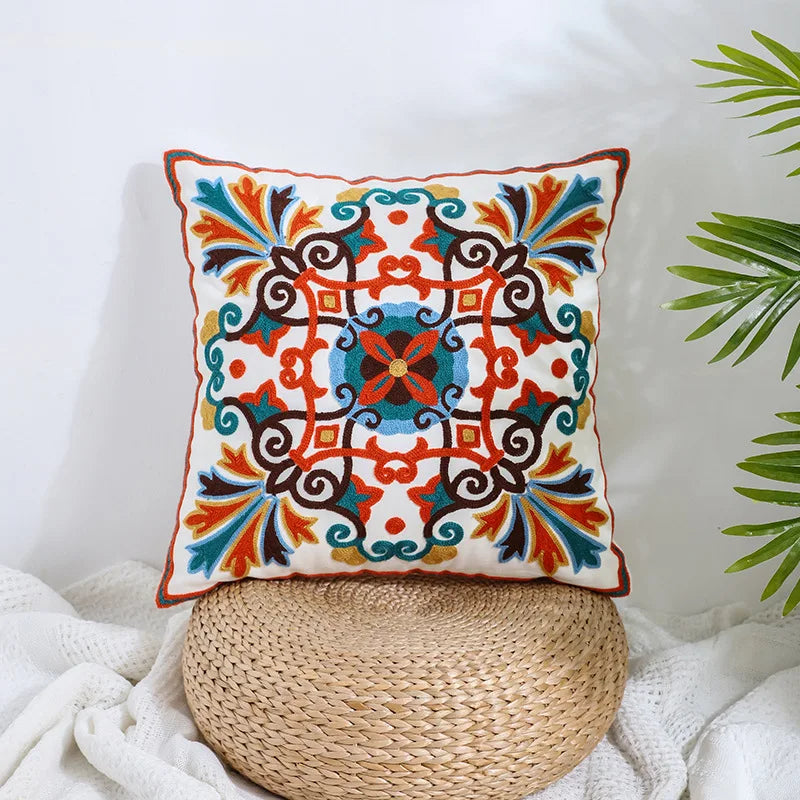 DecorBites™ Boho Farmhouse Floral Square Pillow Cover Set of 2