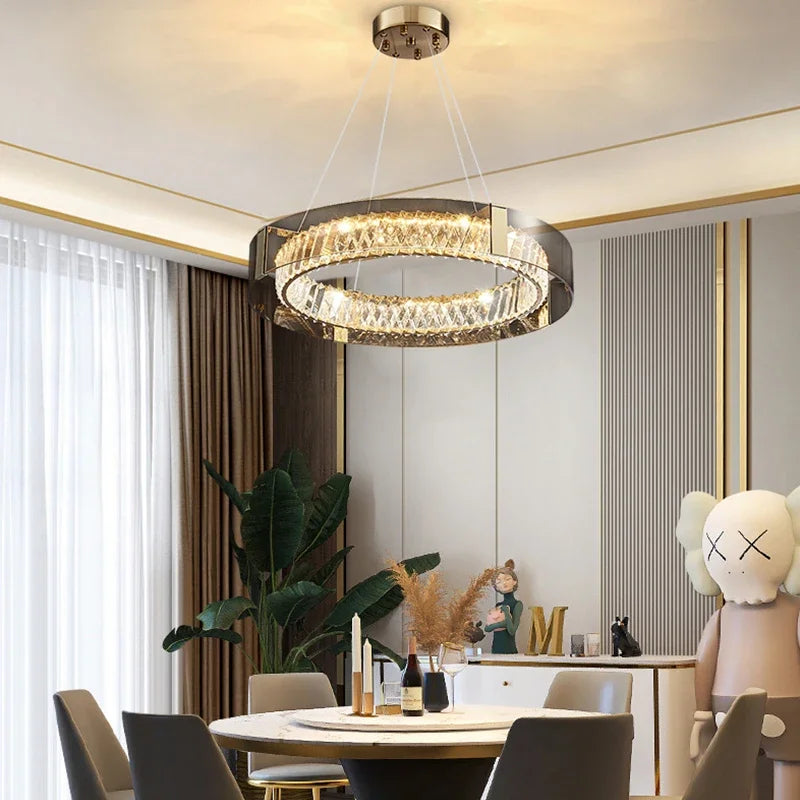 DecorBites™ LED Gold Crystal Glass Ceiling Chandelier for Living Room Bedroom Kitchen