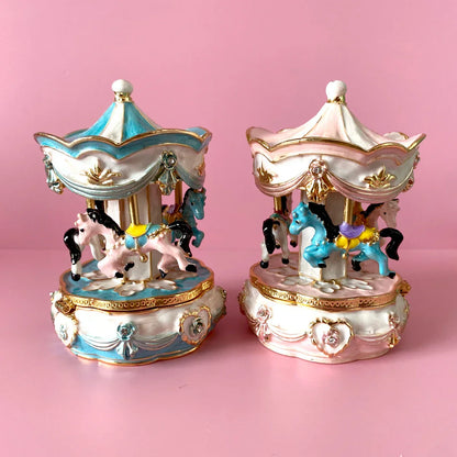 DecorBites™ Carousel Horse Figurine Trinket Box Hand Painted Collectible Ornament