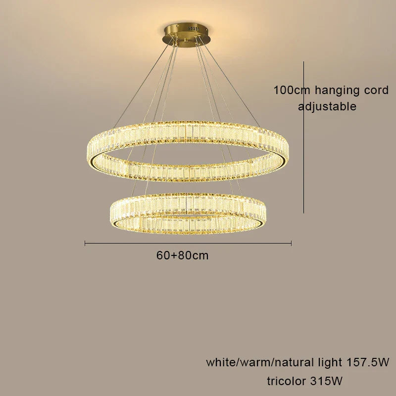 DecorBites™ Crystal Chandelier Pendant Lamps for Home Decor and Modern Living Room Lighting