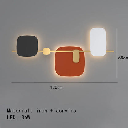 Aplique de pared LED Art Déco DecorBites™ de 70/120 cm con base metálica para dormitorio, sala de estar o hotel.