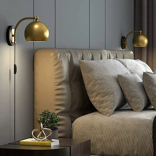 DecorBites™ Gold Adjustable Plug-In Wall Sconce for Vintage Industrial Home Decor