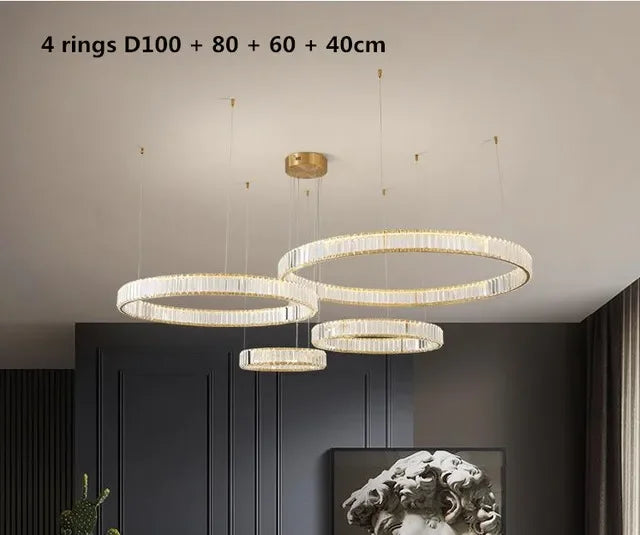DecorBites™ Gold Crystal Chandelier: Modern Luxury Round Square Pendant Light for Living Room