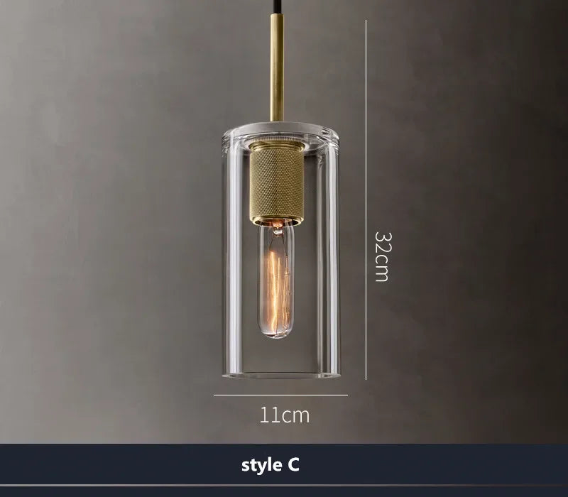 DecorBites™ Clear Glass LED Pendant Light Gold Metal ChandelierMarshalAsLED Hanging Lamp