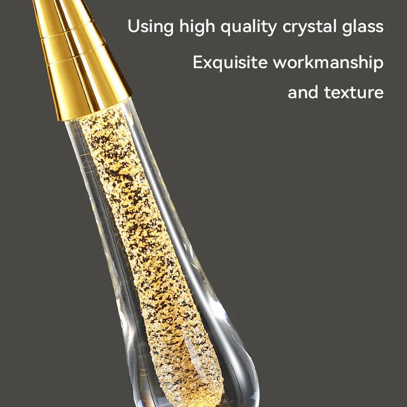 DecorBites™ Crystal Raindrop Pendant Lights - Elegant LED Foyer Chandeliers for High Ceilings
