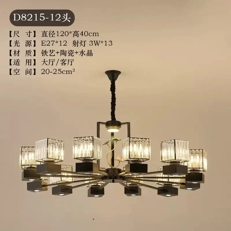 DecorBites™ Crystal Dining Room Chandelier with Spotlights for Hotel Club Ballroom
