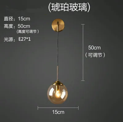 مصباح حائط LED على شكل كرة زجاجية من DecorBites™: شمعدان مرآة حمام عصري من الشمال، إضاءة ديكورية كلاسيكية