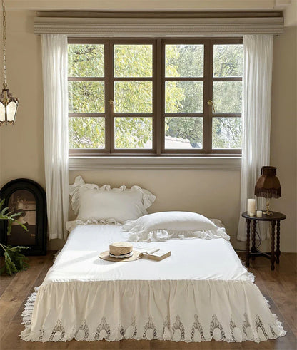 DecorBites™ 100% Cotton Ruffles Bedding Set with Double-layer Yarn and Soft Skin Friendly Texture