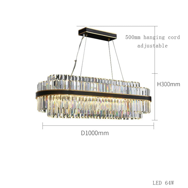 Lámpara de araña de cristal LED negra DecorBites™ para comedor, diseño de lujo