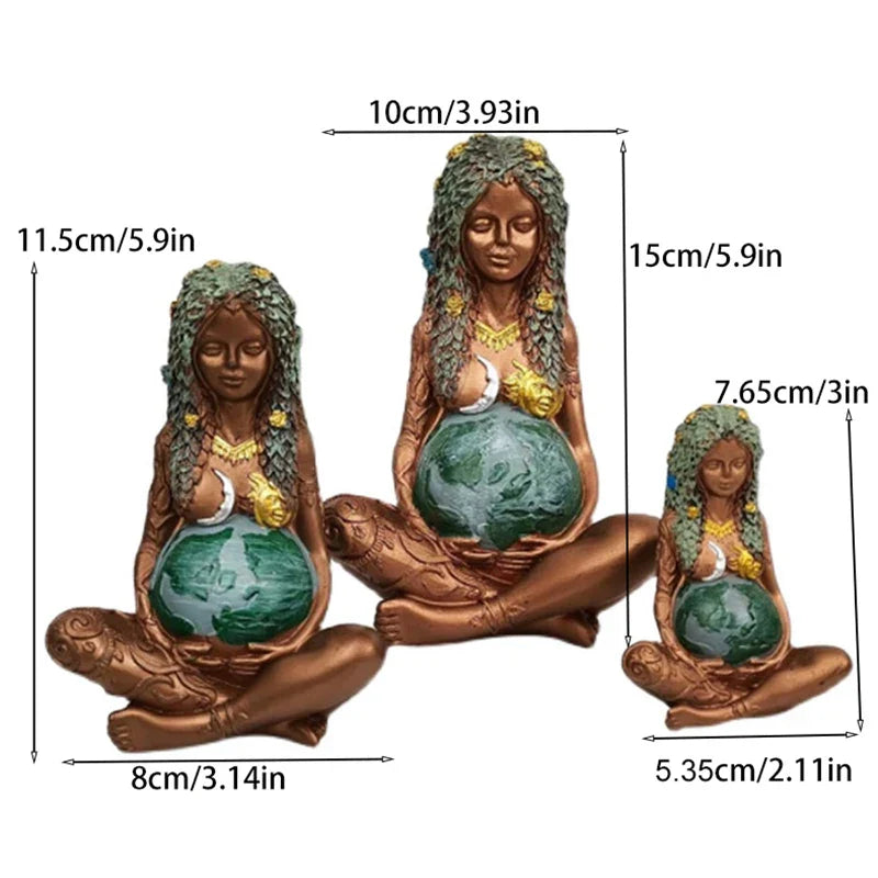 DecorBites™ Gaia Madre Tierra Loto Postura de Yoga Figura de Resina Decoración para el Hogar Escultura de la Naturaleza