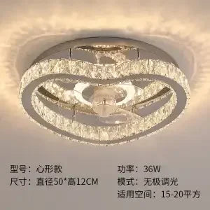 DecorBites™ Crystal LED Ceiling Fan Remote Control Modern Bedroom Light Fixtures
