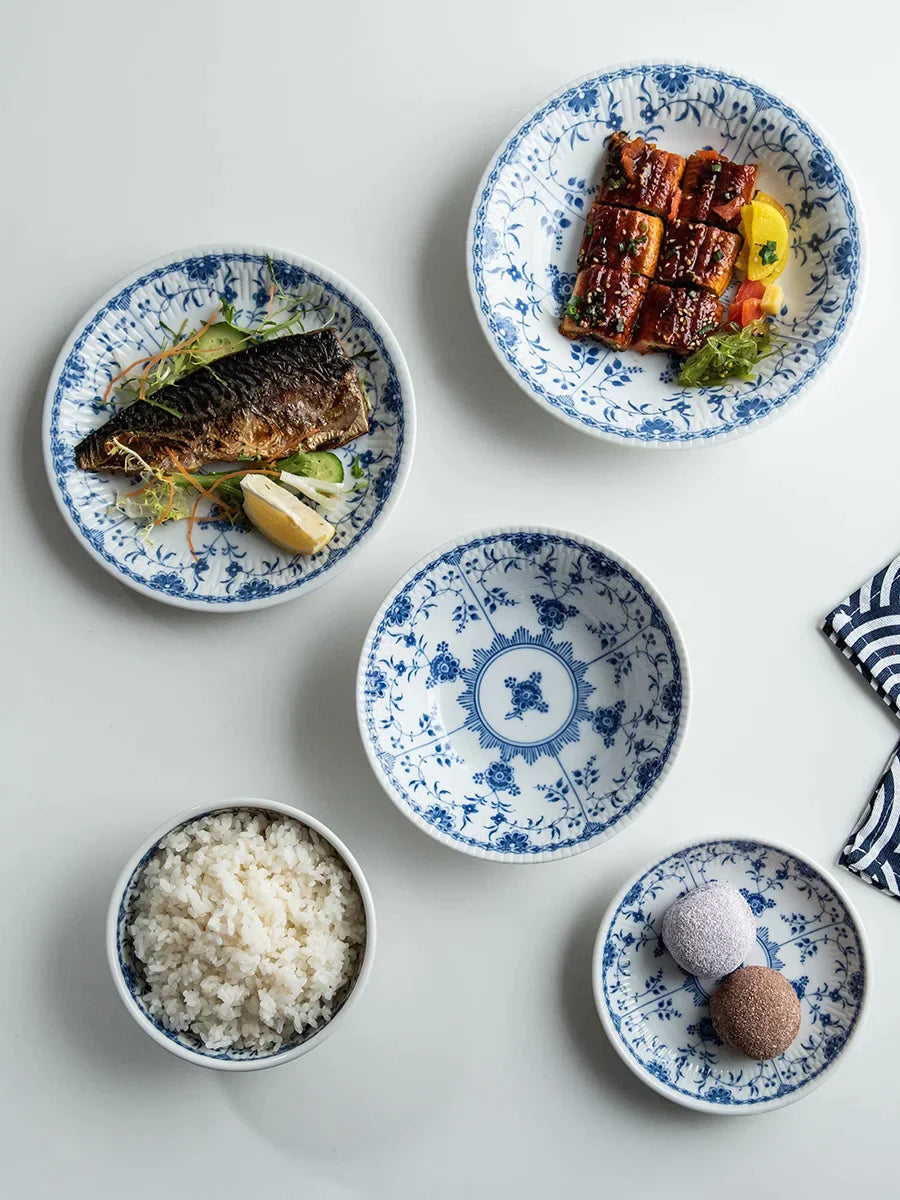 DecorBites™ Blue-and-White Ceramic Dining Set