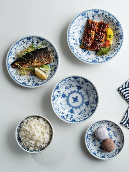 DecorBites™ Blue-and-White Ceramic Dining Set