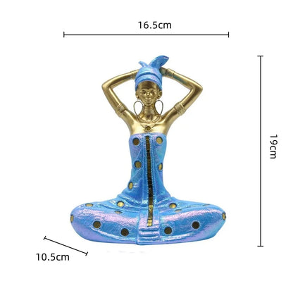 DecorBites™ Golden Female Statue African Tribal Style Portrait Sculpture Home Decor