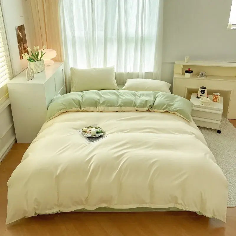 DecorBites™ Solid Color Brush Fabric Bedding Set - 4 Pieces
