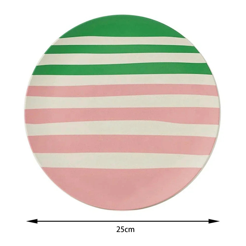 DecorBites™ Korean Style Round Bamboo Fiber Dining Plate for Desserts, Fruits, and Cakes