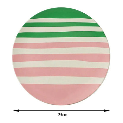 DecorBites™ Korean Style Round Bamboo Fiber Dining Plate for Desserts, Fruits, and Cakes