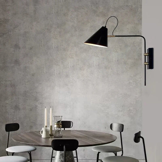 DecorBites™ Industrial Vintage Wall Light Swing Arm Adjustable E27 Black Living Room