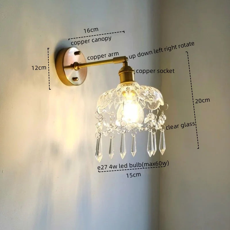 DecorBites™ Crystal Copper LED Wall Sconce Light for Home Decor & Indoor Lighting
