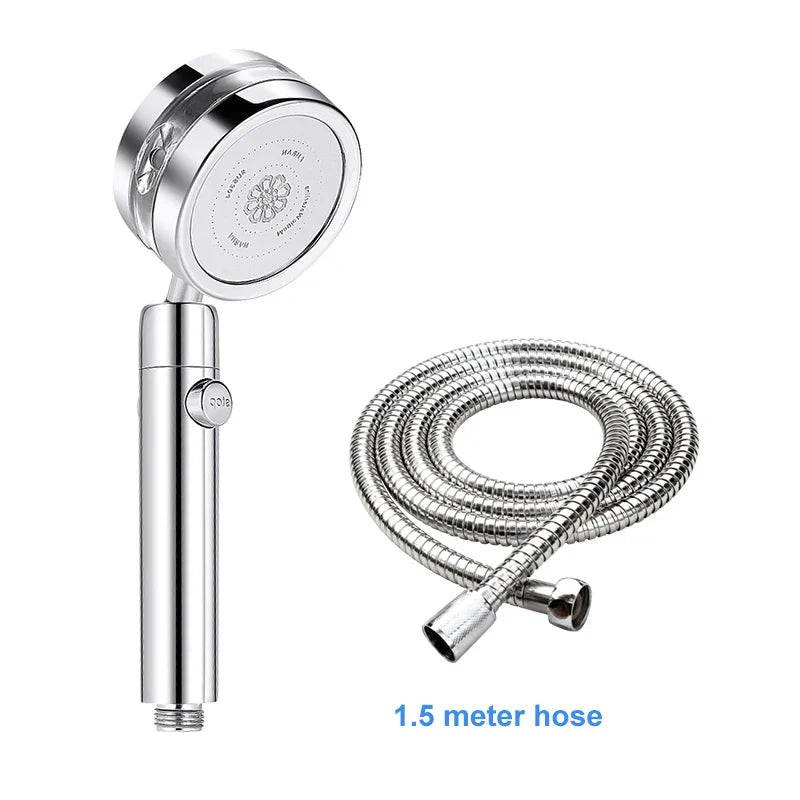 DecorBites™ Double Panel Turbo Shower Head with Spiral Water Flow and One Key Stop