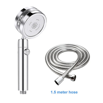 DecorBites™ Double Panel Turbo Shower Head with Spiral Water Flow and One Key Stop
