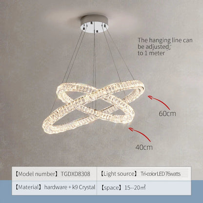 حلقة ثريا كريستال DecorBites™ - إضاءة فاخرة أنيقة لغرفة المعيشة وغرفة الطعام وغرفة النوم