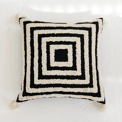 Funda de cojín DecorBites™ Boho con borlas - Cuadrada de 45x45cm para decoración del hogar