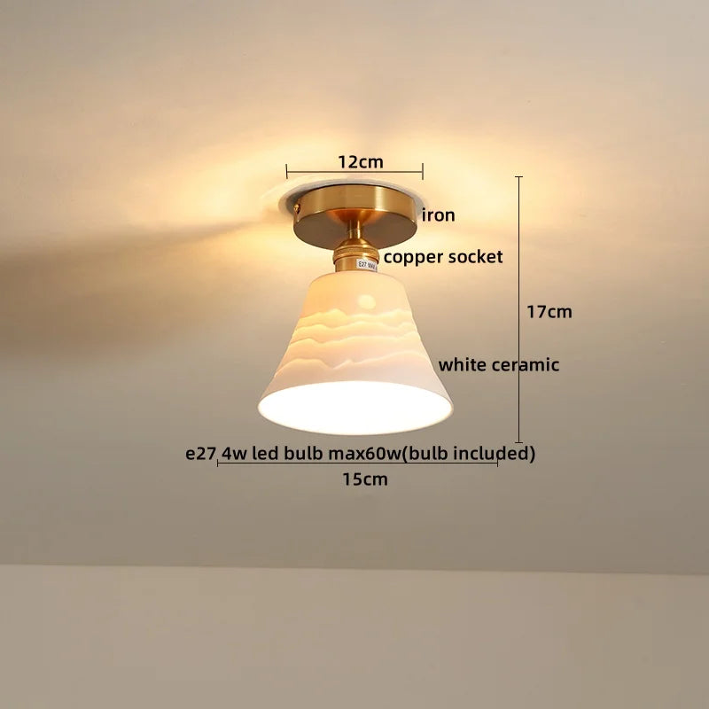 DecorBites™ Ceramic LED Ceiling Light Modern White Porch Balcony Luminaria