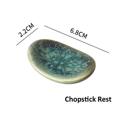 Vajilla de cerámica DecorBites™ - Platos y bol de cerámica de inspiración japonesa con diseño de cambio de horno