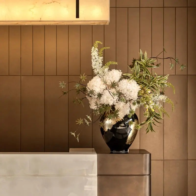 DecorBites™ Gold Foil Ceramic Vase for Flower Arrangement and Home Decoration