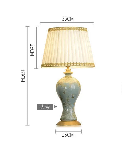 مصباح طاولة سيراميكي ريفي من DecorBites™ لحماية العين وديكور غرفة النوم والدراسة