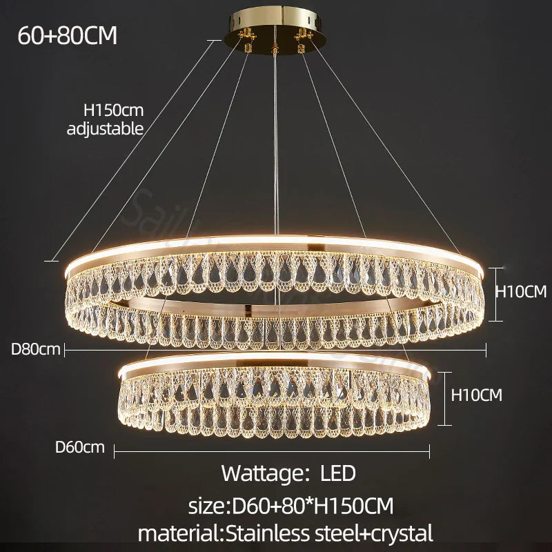 DecorBites™ Crystal Chandelier: Modern LED Lighting for Luxurious Living Room, Dining Room, Bedroom