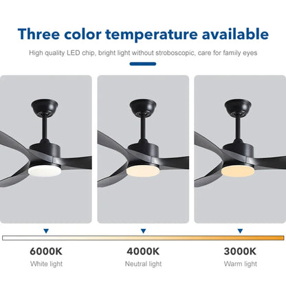 DecorBites™ 52" Black Walnut Grain Ceiling Fan with LED Light & Remote Control