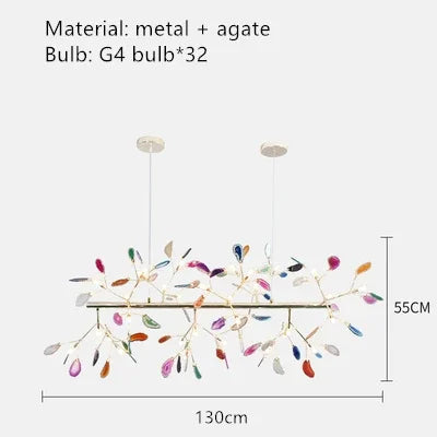 Decorbites™ Bunte Achat-LED-Kronleuchter: Blattförmige Pendelleuchte für romantisches Raumdekoration