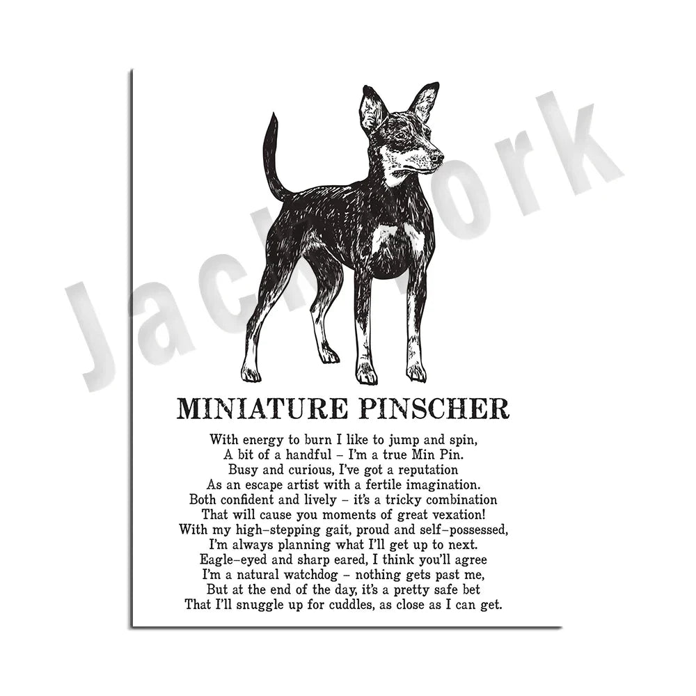 DecorBites™ Cozy Canine Collection: Dog Poetry Poster featuring Lhasa, Sheepdog, Terrier, Bulldog, Tibetan, Yorkie