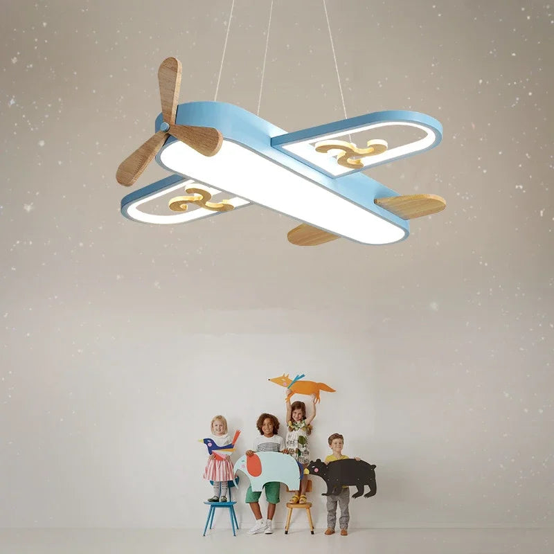 Yellow Blue Wood Ceiling Light