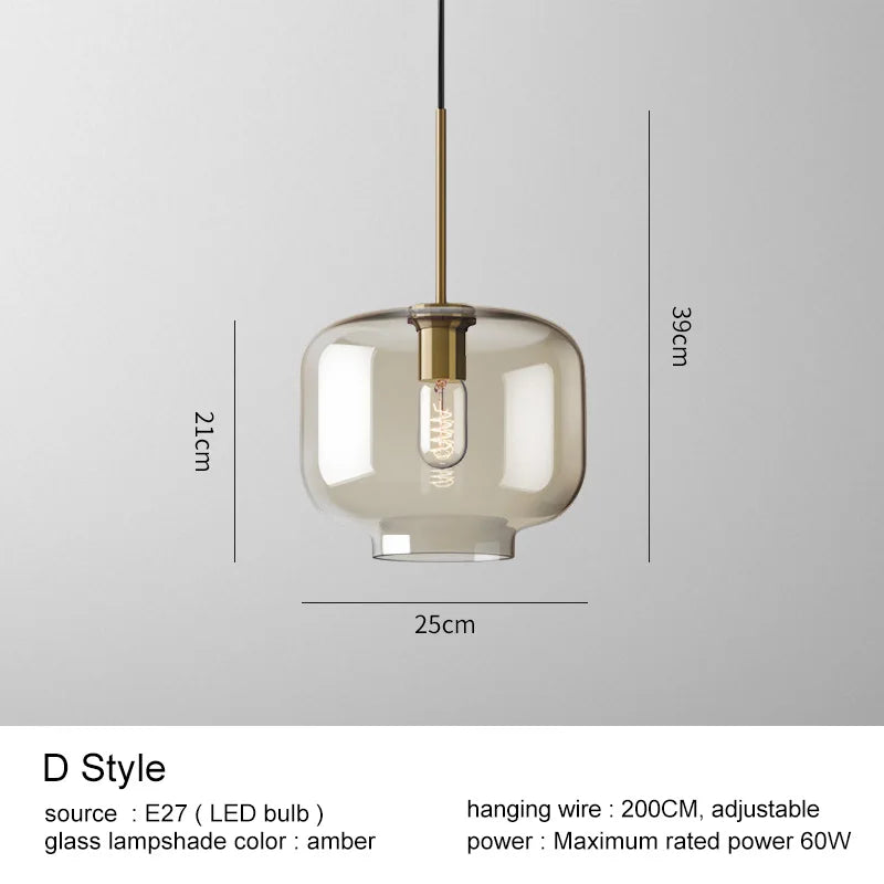 DecorBites™ Glass Pendant Lights Dining Kitchen Bar Chandelier