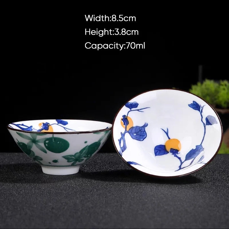 كوب شاي الكونغ فو من سيراميك ديكوربايتس™ باللونين الأزرق والأبيض - أكواب ساكي بورسلين على الطريقة اليابانية