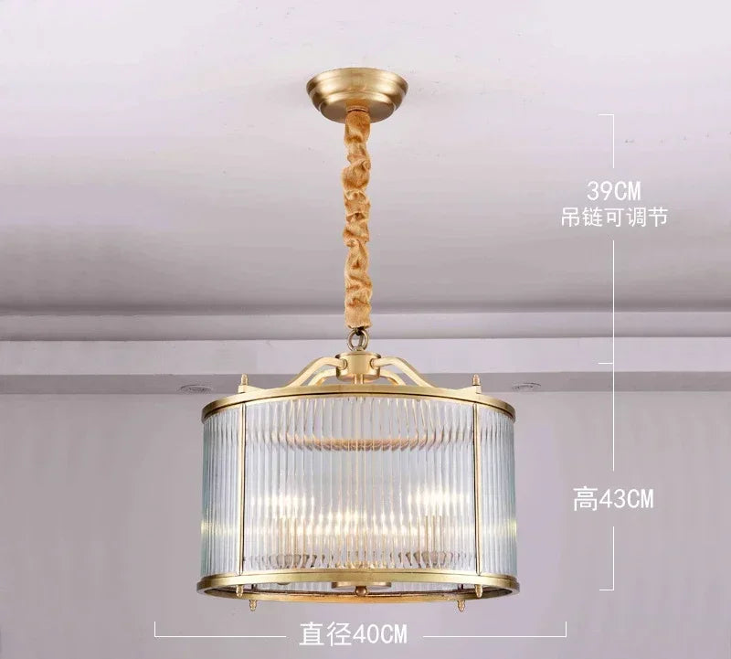 DecorBites™ Glass Chandelier: Golden Copper Luxury Ceiling Pendant Light Fixture for Living Room