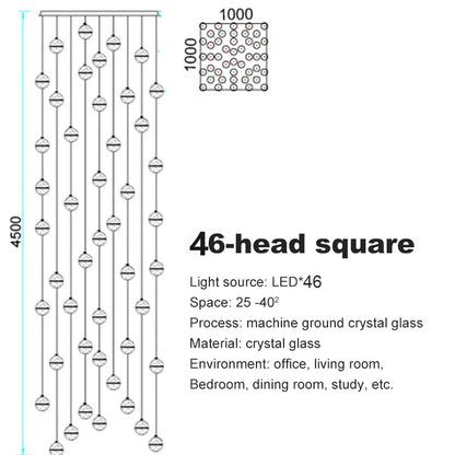 Lámpara de techo de cristal DecorBites™ para escaleras y pasillos, elegante lámpara colgante de cable largo