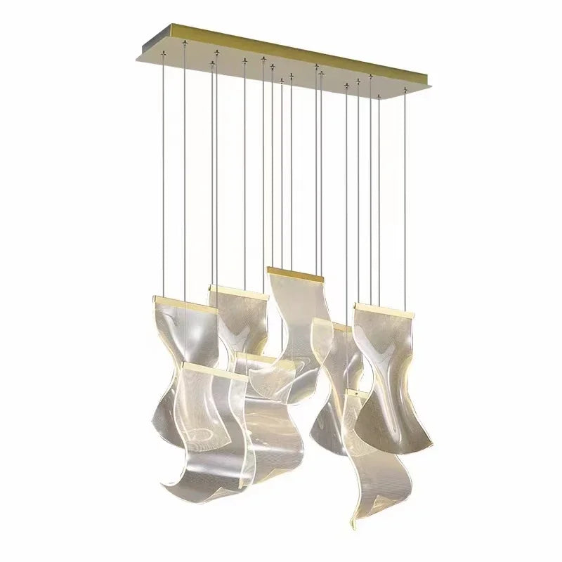 DecorBites™ LED Chandelier: Modern Adjustable Hanging Lamp for Living Room and Staircase Lighting