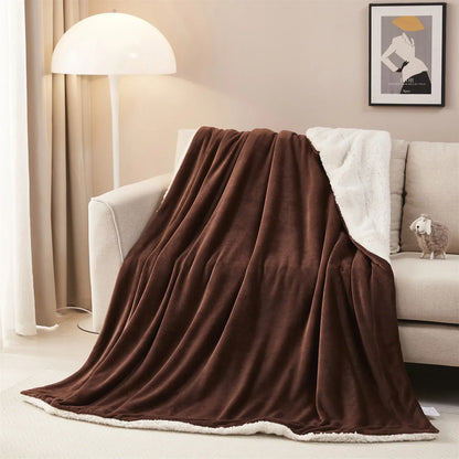 Manta doble DecorBites™ Cozy Sherpa - Manta reversible de felpa suave y cálida para la cama en invierno